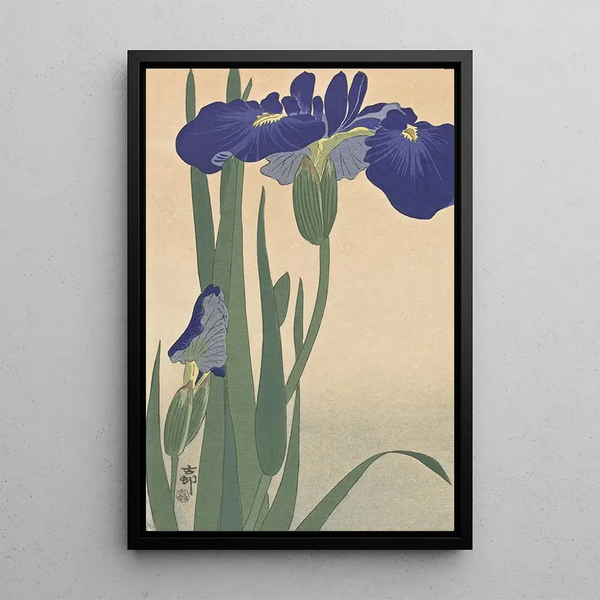 Iris Blue Painting - Ohara Koson — framed artwork on a wall