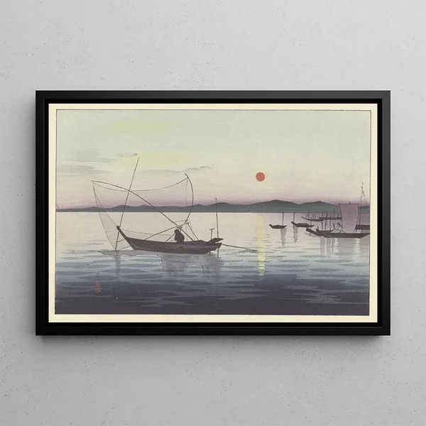 Boats and Sunset - Ohara Koson — framed artwork on a wall