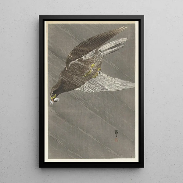 Eagle in Flight - Ohara Koson — framed artwork on a wall