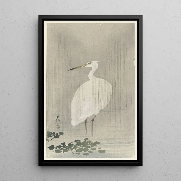 Aigrette sous la pluie - Ohara Koson — framed artwork on a wall
