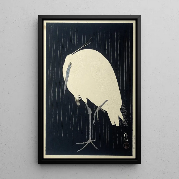 Aigrette sous la pluie - Ohara Koson — framed artwork on a wall