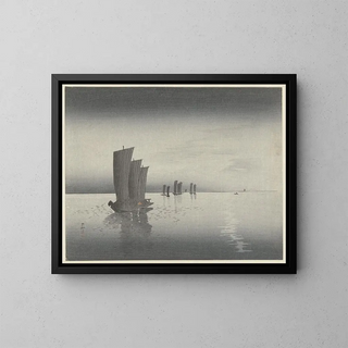 Bateaux de pêche - Ohara Koson — framed artwork on a wall