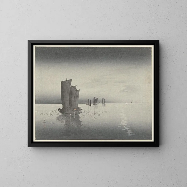 Bateaux de pêche - Ohara Koson — framed artwork on a wall