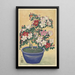 Azalea in Bloom in a Blue Pot - Ohara Koson — framed artwork on a wall