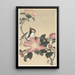 Mésange sur branche avec fleurs roses - Ohara Koson — framed artwork on a wall