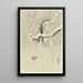 Falcon with captive sparrow - Ohara Koson — framed artwork on a wall