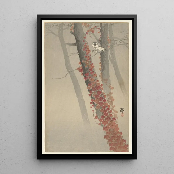 Red Ivy - Ohara Koson — framed artwork on a wall