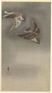 Sparrows with Collars in the Snow - Ohara Koson — artwork view