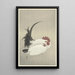 Rooster and Hen - Ohara Koson — framed artwork on a wall