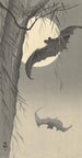 Two bats under the full moon - Ohara Koson — artwork view