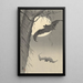 Two bats under the full moon - Ohara Koson — framed artwork on a wall