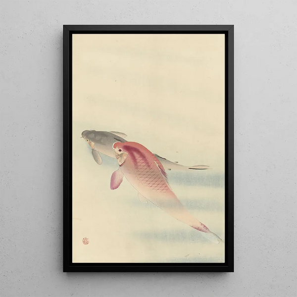 Two Carps - Ohara Koson — framed artwork on a wall