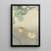 Two chicks fighting for a butterfly - Ohara Koson — framed artwork on a wall