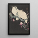 Two Cockatoos and Plum Blossoms - Ohara Koson — framed artwork on a wall