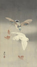 Two Pigeons with Falling Ginkgo Leaves - Ohara Koson — artwork view