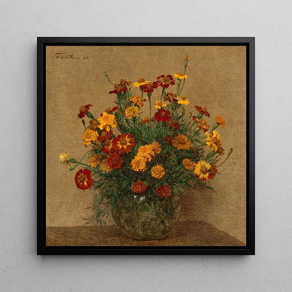 Carnations - Henri Fantin-Latour — framed artwork on a wall