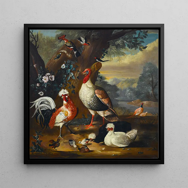 Birds in a Landscape - Pieter Casteels III — framed artwork on a wall