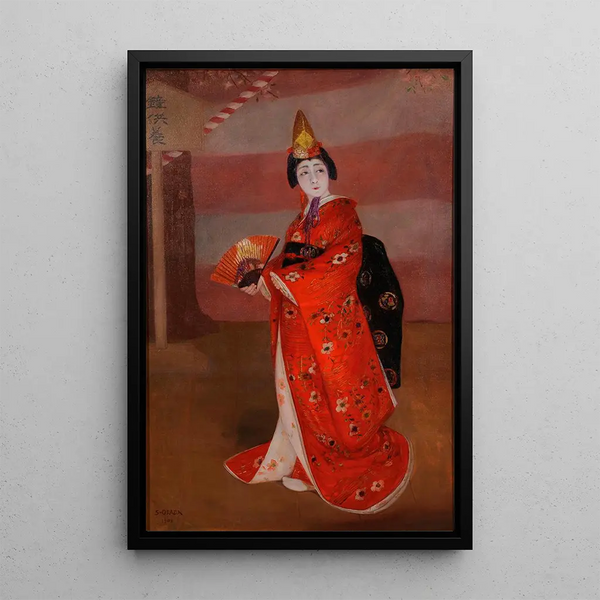 Dojoji Nakamura Shikan V Nakamura Utaemon V painting by Djji A young girl at Djji - Okada Saburōsuke — framed artwork on a wall