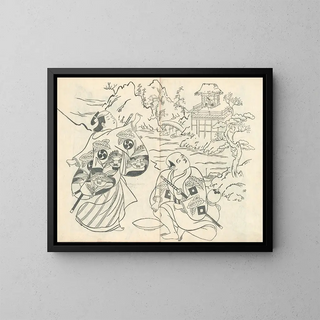 Yakusha ezukushi Pl4 - Okumura Masanobu — framed artwork on a wall
