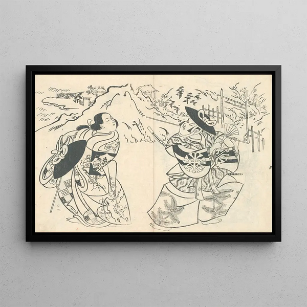 Yakusha ezukushi Pl6 - Okumura Masanobu — framed artwork on a wall