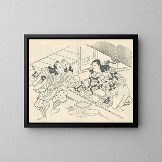 Yakusha ezukushi Pl9 - Okumura Masanobu — framed artwork on a wall