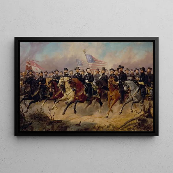 Grant and His Generals - Ole Peter Hansen Balling — framed artwork on a wall