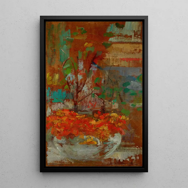 Composition with Nasturtiums - Olga Boznańska — framed artwork on a wall