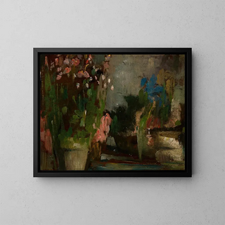 Flowers on a Terrace - Olga Boznańska — framed artwork on a wall