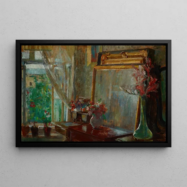 Interior painting of the artist's studio in Krakow - Olga Boznańska — framed artwork on a wall