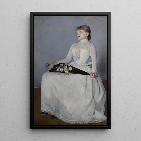 Dame in White Dress - Olga Boznańska — framed artwork on a wall