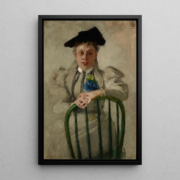 Portrait of Irena Zbigniewicz née Serda - Olga Boznańska — framed artwork on a wall