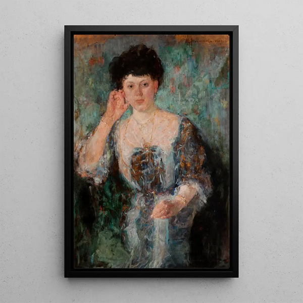 Portrait of Mrs. Horain - Olga Boznańska — framed artwork on a wall