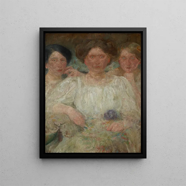 Portrait of Three Sisters - Olga Boznańska — framed artwork on a wall