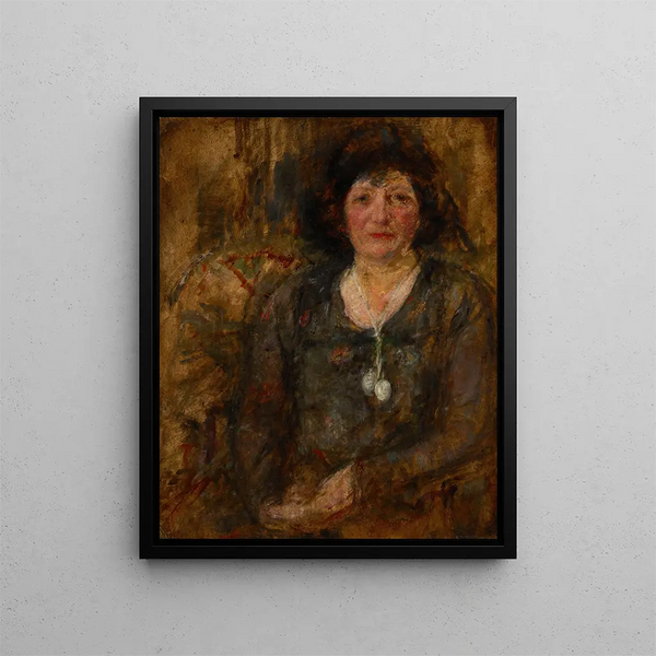 Portrait of a lady with a necklace - Olga Boznańska | Painting — framed artwork on a wall