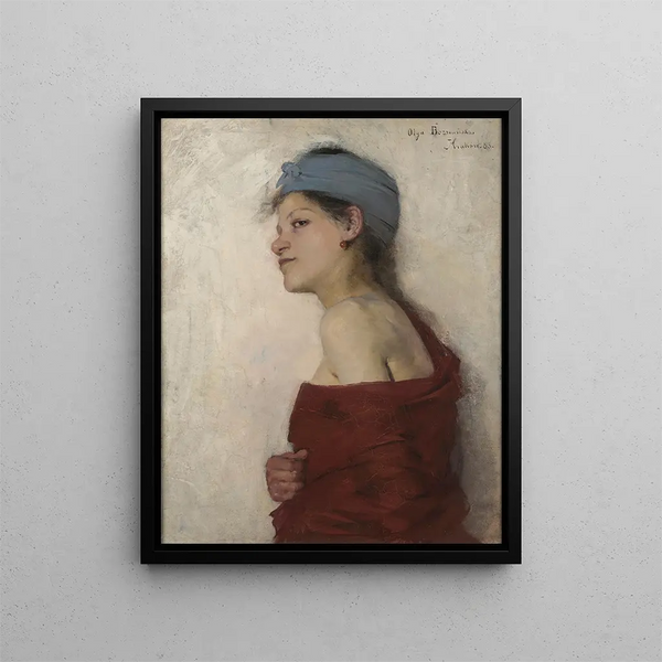 Portrait of a woman, gypsy woman - Olga Boznanska — framed artwork on a wall