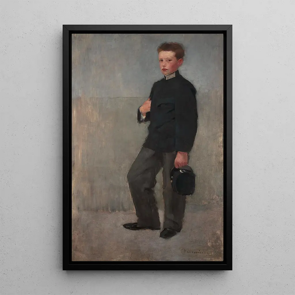 Portrait of a Boy in a School Uniform - Olga Boznańska — framed artwork on a wall