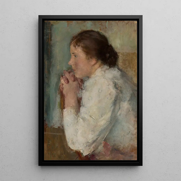 Portrait of a Lady in Profile - Olga Boznańska — framed artwork on a wall