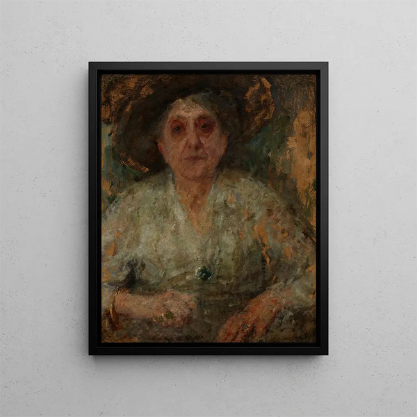 Portrait of an elderly lady - Olga Boznańska — framed artwork on a wall
