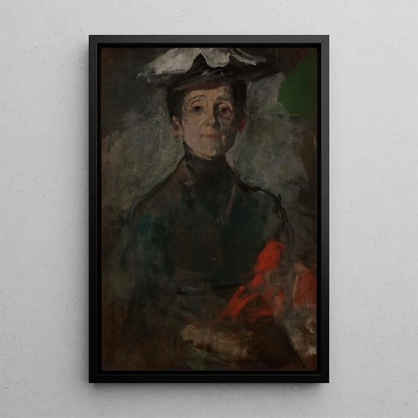 Self-portrait with Flowers - Olga Boznańska — framed artwork on a wall