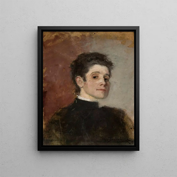 Self-portrait (conflict of case) - Olga Boznańska — framed artwork on a wall