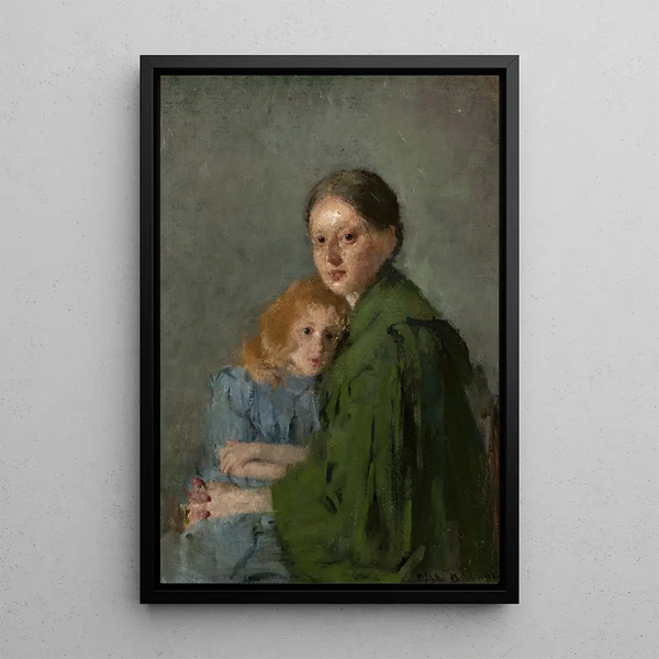 Study of a woman with a girl - Olga Boznańska — framed artwork on a wall