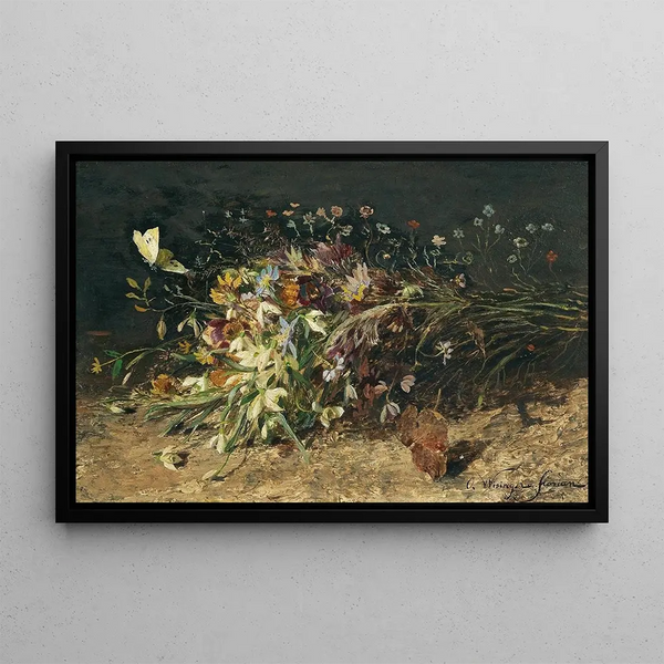 a spring flower bouquet with snowdrops - Olga Wisinger-Florian — framed artwork on a wall