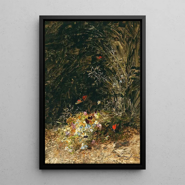 A bouquet of wildflowers - Olga Wisinger-Florian — framed artwork on a wall