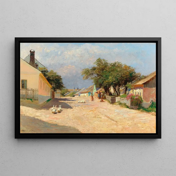 a village road under the midday summer sun - Olga Wisinger-Florian — framed artwork on a wall