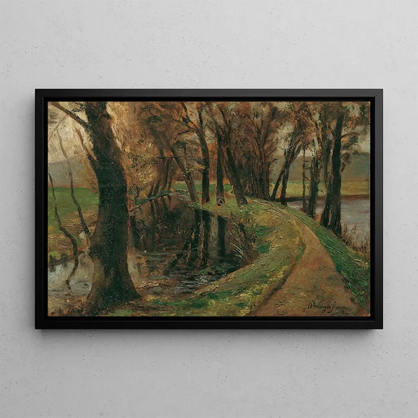 Allée au bord de l'étang - Olga Wisinger-Florian — framed artwork on a wall