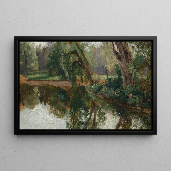 River landscape painting - Olga Wisinger-Florian — framed artwork on a wall