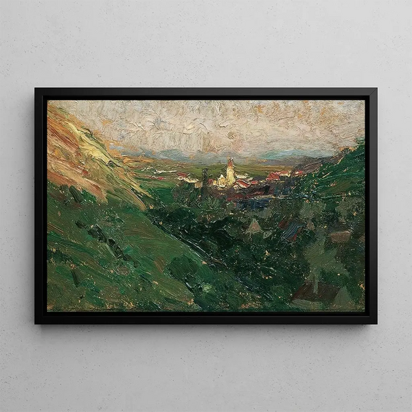 View of the village of Kahlenberg - Olga Wisinger-Florian — framed artwork on a wall