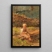 Child sitting on a wooden bridge - Olga Wisinger-Florian — framed artwork on a wall