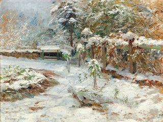 Snow of October, motif of the garden of Hartenstein Castle - Olga Wisinger-Florian — artwork view