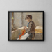a woman knitting at the window - Olga Wisinger-Florian — framed artwork on a wall